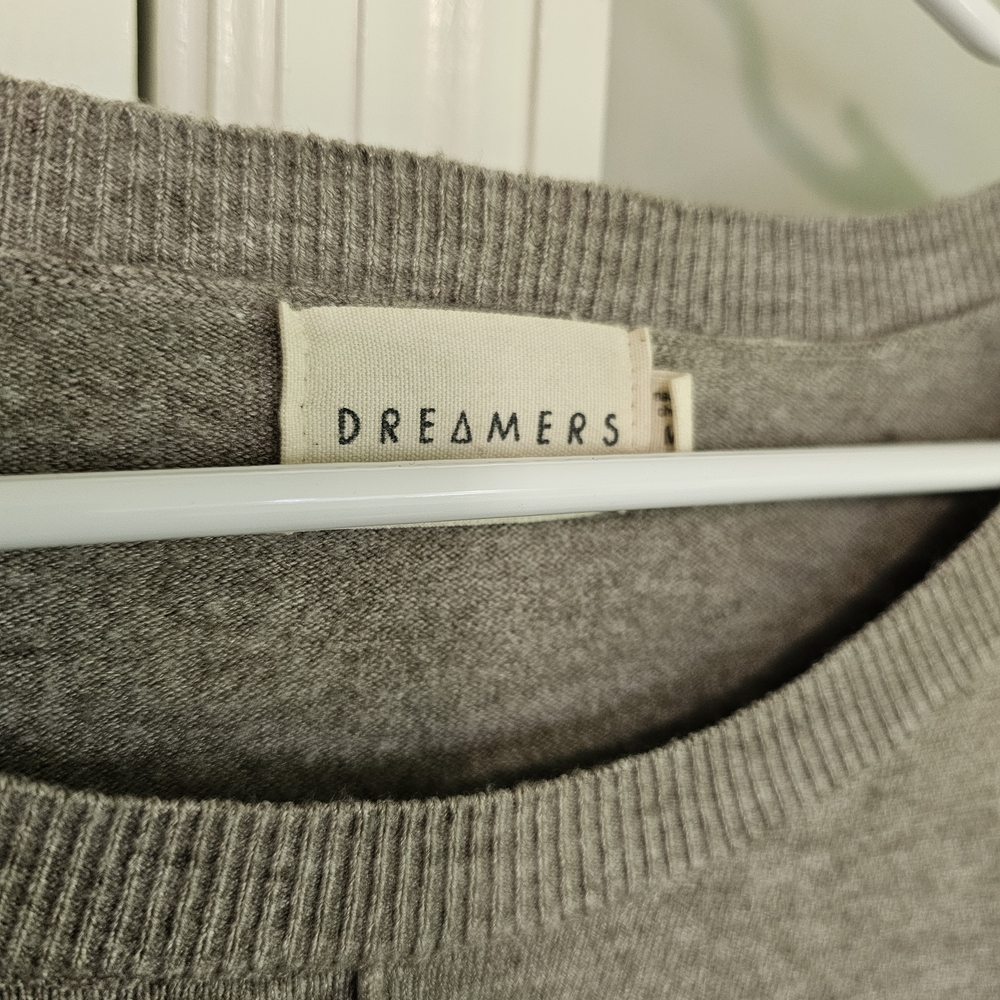 Dreamers Gray Crew Neck Sweater Relaxed Fit - Picture 5 of 5